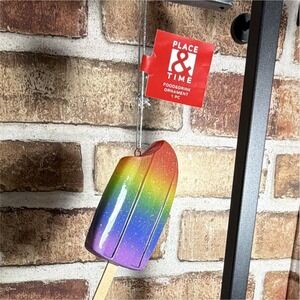 Place & Time Food & Drink Rainbow Popsicle Ornament Multicolor 1 Pc